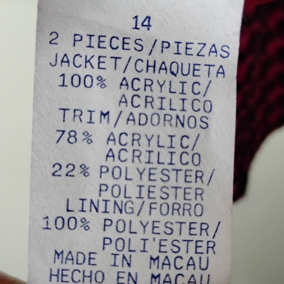 VTG Danny & Nicole Pink Houndstooth Blazer Faux-Fur Shawl Collar Sz 14 Clueless - Picture 10 of 11